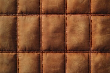 Fototapeta premium Brown caramel colored seamless natural cotton linen textile fabric texture pattern, with diamond quilted, rhombic stiching. stitched background