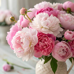 Fototapeta premium bouquet of pink peonies