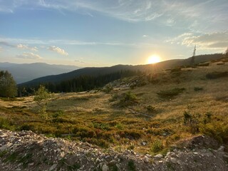 sunset in the mountains