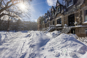 Winter storm in Le Plateau-Mont-Royal , Montreal, Canada