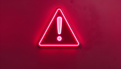 Red Warning Icon with Neon Glow