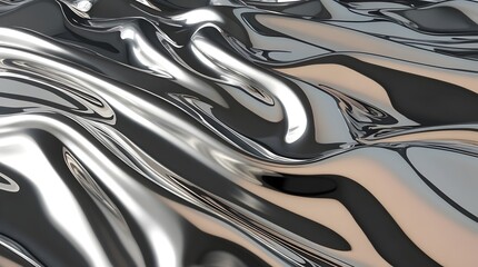 fluid metallic texture with silver and platinum hues reflecting light for use in sleek and modern designs