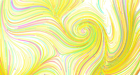 Vibrant yellow, green, and pink lines swirl in an abstract pattern. Perfect for modern designs.