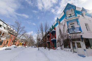 Winter storm in Le Plateau-Mont-Royal , Montreal, Canada