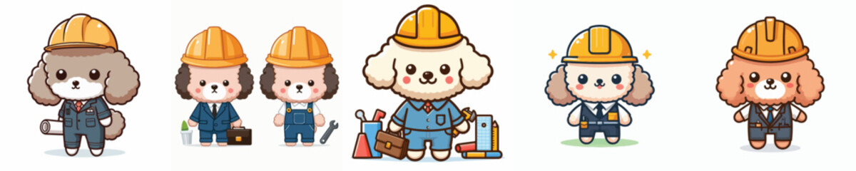 vector poodle dog being an architect