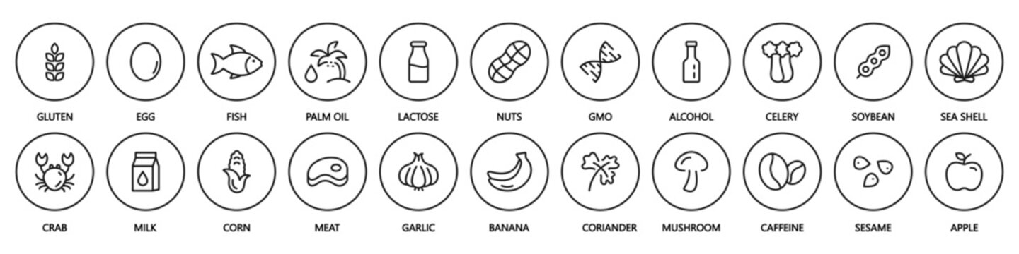 Eco Badges &ndash; Bio Product Labels, Allergy-Free Signs. Vegan, Organic Product Stamps &ndash; Natural, Eco-Friendly Icons