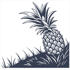 Obraz premium silhouette pineapple image on white background
