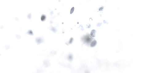 Abstract image of light gray particles floating on a white background. Perfect for backgrounds or overlays.