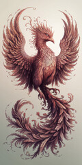 Fototapeta premium Majestic rising phoenix symbolizing rebirth and strength