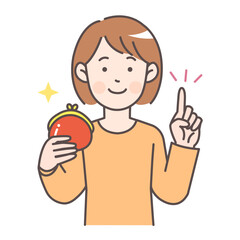 人物_線画03_財布を持った女性_ol