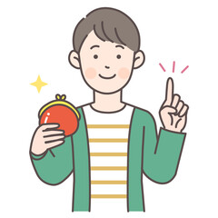 人物_線画03_財布を持った男性_ol