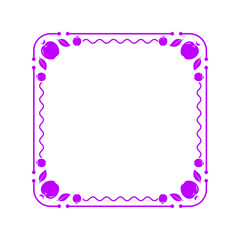 purple line wave square frame with cute apple