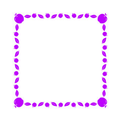 purple square frame with apple and leaf on surround