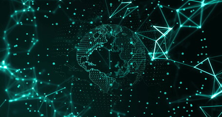 Digital globe with network connections and data points, futuristic image