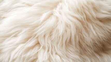 Creamy Soft Fur Texture: Close-Up of Fluffy, Light Beige Wool