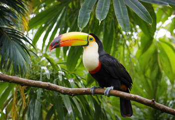 Naklejka premium Toekan in a tropical jungle 