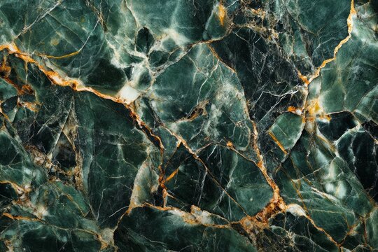 Green marble texture with gold veins. Neural network AI generated
