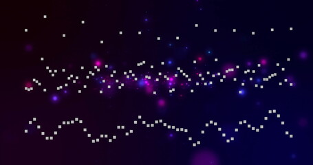 Fototapeta premium White pixelated dots forming patterns over starry night sky image