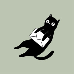 Black Cat with Mail