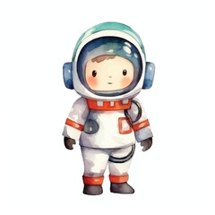 watercolors Cute astronaut with peace hand illustration 