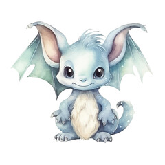 watercolors Cute baby dragon illustration 