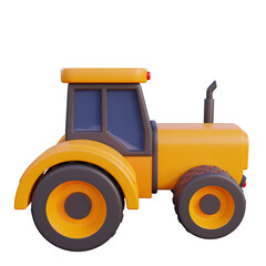 yellow tractor isolated on white