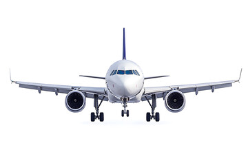 Obraz premium Flying passenger airplane. A white jet plane Isolated on white background