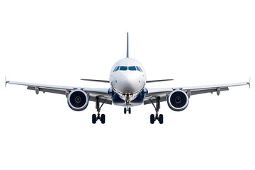 Flying passenger airplane. A white jet plane Isolated on white background