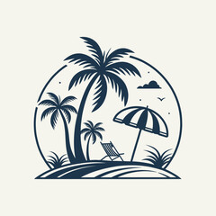 summer beach club,sun beach club,beach club silhouette logo vector line art logo design