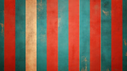 Vintage Teal Red And Beige Striped Wall Texture