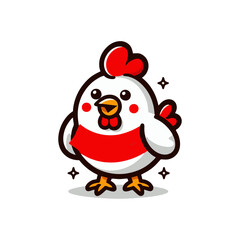 Chicken wearing a red shirt.