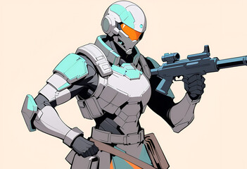 robot soldier with rifle