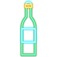 Drink Champagne Bottle Neon Icon. Illustration of Happy Birthday Celebration. Holiday B-day.