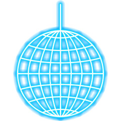 Disco Ball Neon Icon. Illustration of Happy Birthday Celebration. Holiday B-day. Party Music.