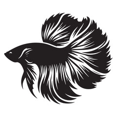 Dynamic Betta fish silhouette, capturing movement in stillness - Betta fish illustration - Minimalist Betta vector - Fish silhouette
