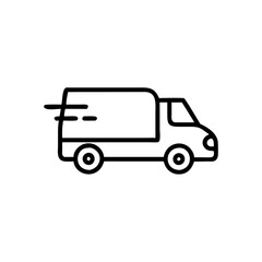 Fototapeta premium Delivery van icon moving quickly with motion lines 