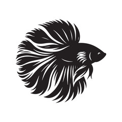 Minimal Betta fish silhouette, a sleek and modern design - Betta fish illustration - Minimalist Betta vector - Fish silhouette

