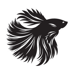 Classic Betta fish silhouette, perfect for elegant compositions - Betta fish illustration - Minimalist Betta vector - Fish silhouette
