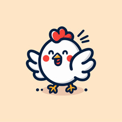 Of a happy white chicken.