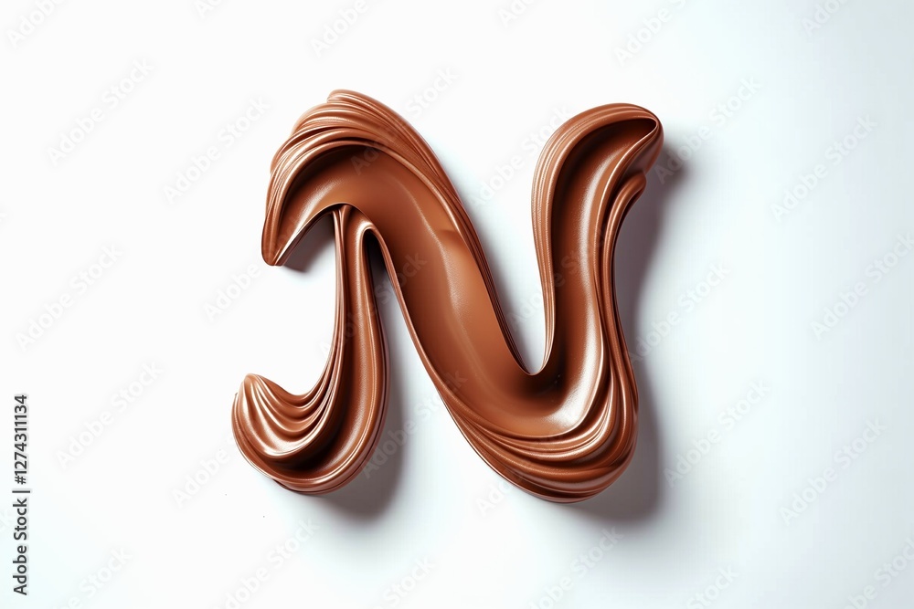 Fototapete letter n designed with flowing cocoa texture isolated on white background