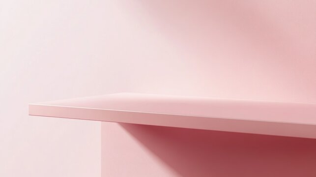 Contemporary design, minimalist aesthetic, clean lines, smooth surfaces, pink accent wall, wooden bench.