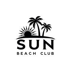 Obraz premium summer beach club,sun beach club,beach club silhouette logo vector line art logo design