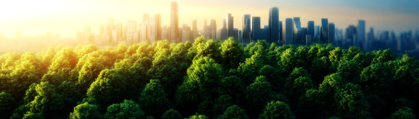 Fototapeta premium Innovative Green Technology Solutions for Urban ESG Initiatives Cityscape Nature Integration Sustainable Development Aerial View Environmental Awareness