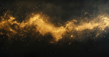 Obraz premium Abstract golden texture featuring shimmering particles against a dark background, ideal for design projects, backgrounds, and artistic presentations.