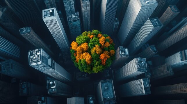 Innovative Green Technology Solutions for Sustainable Urban Development New York Digital Art Aerial View ESG Concept Implementation