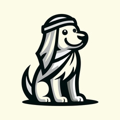 Dog wearing a headscarf.