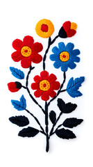 Floral embroidered ornament isolated on white background