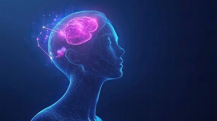 Obraz premium A woman's head is shown in a blue and pink color scheme
