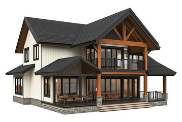 House 3d rendering on transparent background. 