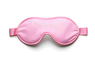 Pink sleeping mask, top view, isolated on white background